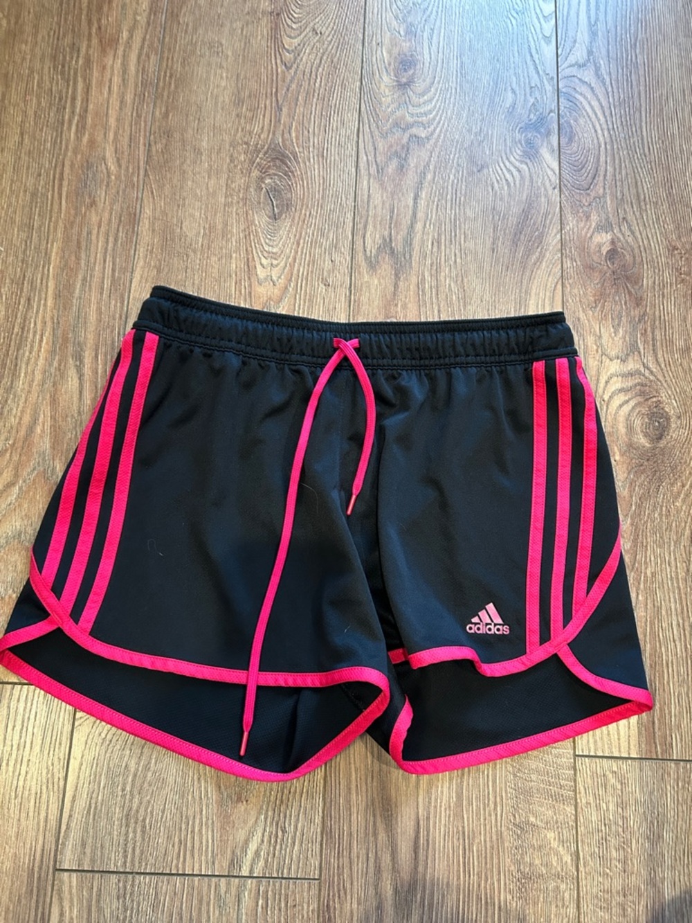 adidas Black Athletic Shorts with Hot Pink Trim